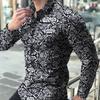 Модная мужская рубашка с цветочным принтом и отложным воротником, с длинным рукавом и пуговицами
