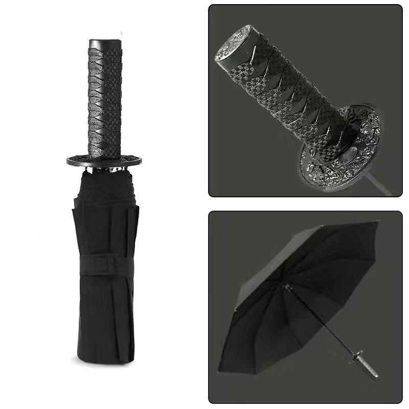 Creative Folding Umbrella Japanese Samurai Sword Umbrella Windproof Sunscreen Rainproof Personality Animation