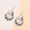 Teardrop Christmas Leather Earrings: Cartoon Plaid Santa Claus PU Dangles