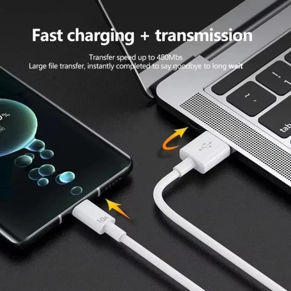 Универсальный USB Type C кабель 120 Вт 10 А, супербыстрая зарядка, кабель для передачи данных, 1 м / 1,5 м / 2 м, совместим с Xiaomi Samsung Huawei, кабель для зарядки