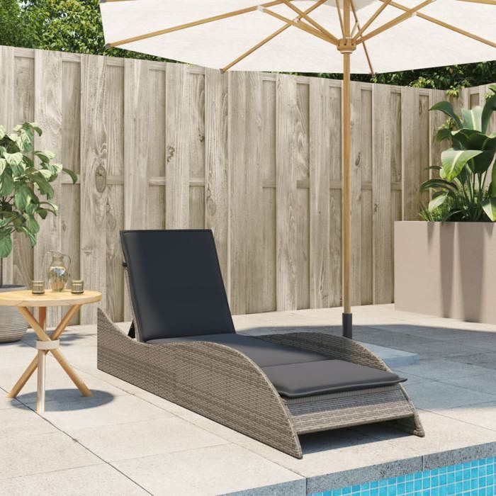 VidaXL Chaise Longue avec Coussins, Lit de Repos avec Dossier Réglable, Bain de Soleil, Meuble de Jardin Extérieur, Moderne, 368280