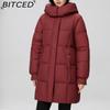 BITCED Fashionable Mid-Length Cotton Coat for Women Trendy Casual Warm-Weather Jacket with Detachable Hood