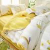 Sleep grid cotton printed bed sheet and duvet cover four piece set