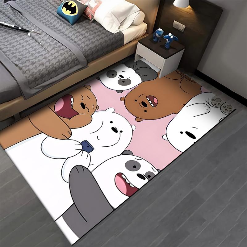 Cartoon Bear Pattern Area Rug with Pink Background for Living Room Suitable for use as an anti-slip for living room bedroom sofas