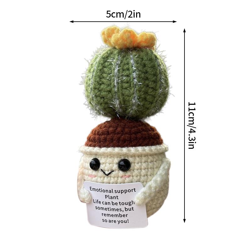 Handmade Crochet Miniature Potted Ornaments Positive Energy Card Wovening Emotional Support Plants Ornament Car Decorations