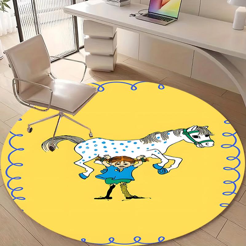 1pc Pippi Longstocking2 Design Printed Area Round Carpet for Bedroom Living Room Home Decor Rugs Mat Non Slip Mat Rug for Bedside