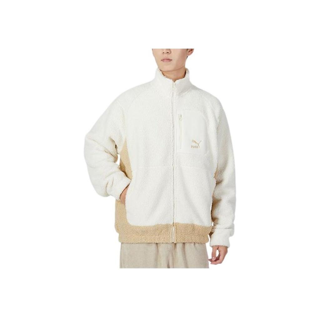 Puma Куртка с логотипом и воротником-стойкой, цветные блоки, унисекс, белая 539914-93