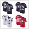 Футбольная форма New England Patriots NFL Том Брэди 12 Вышитая Хлопок Спортивная одежда Мужчины Женщины Взрослые