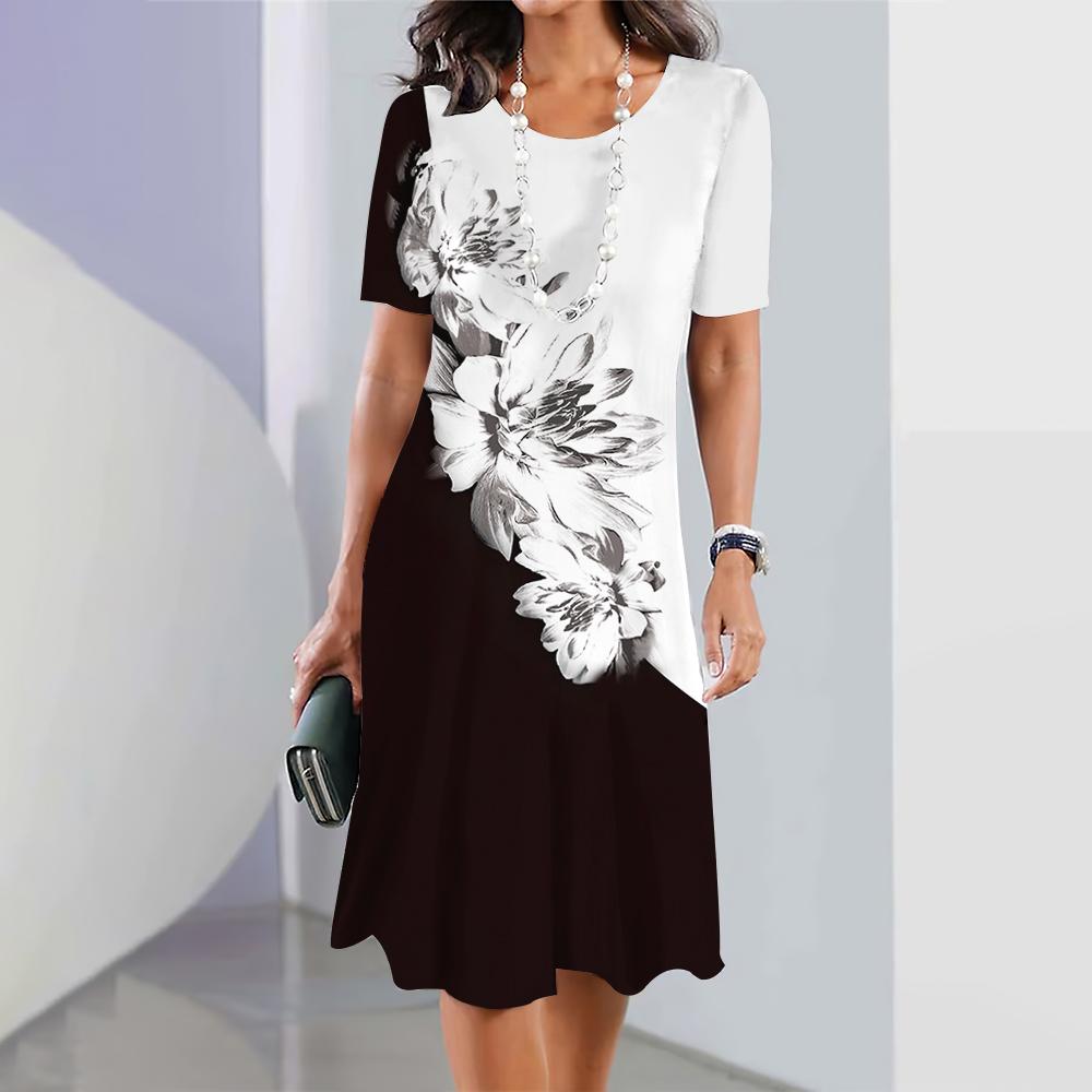 Женские платья 3D Градиент Геометрический принт Короткий рукав Одежда Мода Свободная юбка Летнее Дамское Платье оверсайз для отпуска