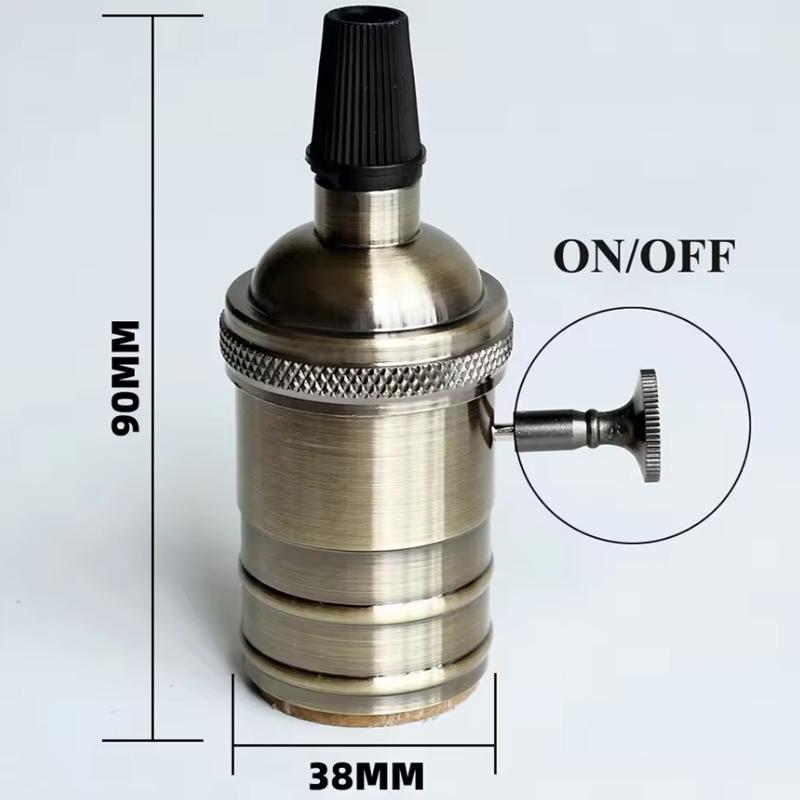 DIY Vintage E27 Lamp Base Copper holder With Switch Edison Vintage Lighting Screw Socket Antique Aluminum Lamp Holder Fixture