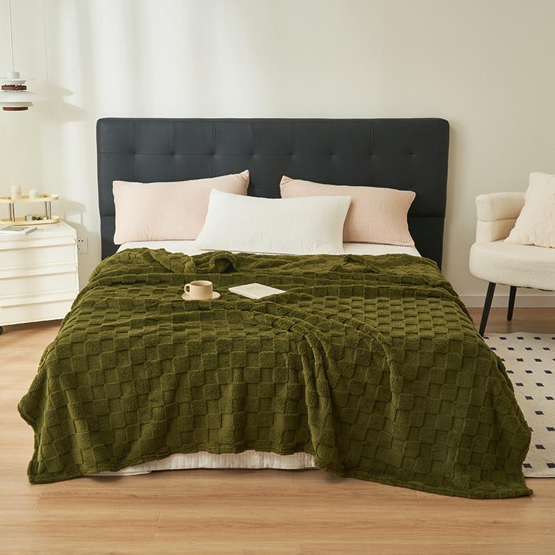 Multicolor Waffle Fleece Throw Blanket For Home Comfort And Warmth