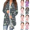 Women's Fashion Casual Printed Medium Length Cardigan Jacket Coat