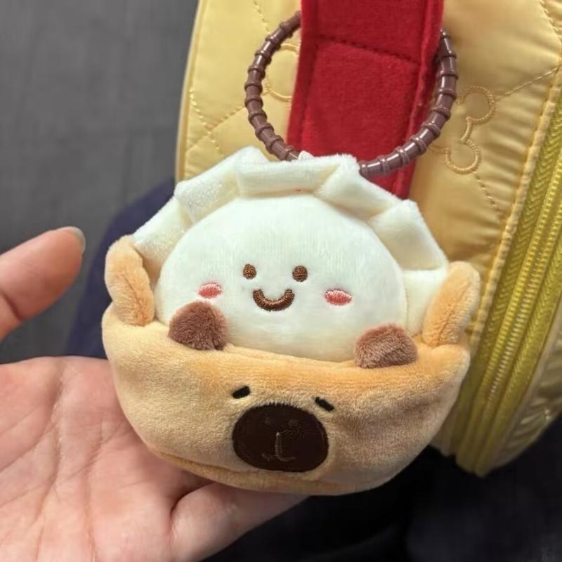 Cute Capibala Dumpling Plush Keychains Capybara Stuffted Pendant Kawaii Plush Gifts for Friends Bean Eye Doll Pendant Bag decor