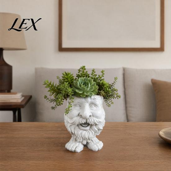 Decorative Face Planter Flower Pot, Head Funny Shape Weather-resistant Statue, Cute Resin for Indoor Outdoor Plants Garden Decorations Artistic