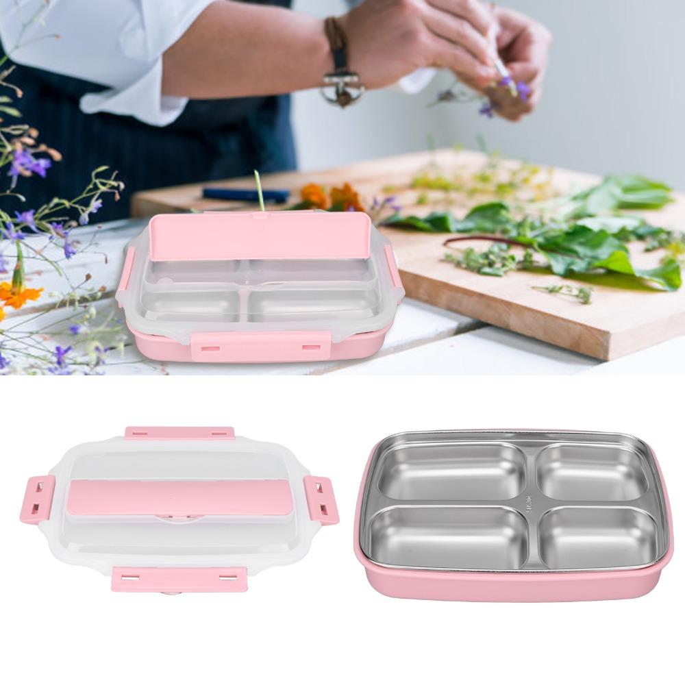 304 Stainless Steel Insulated Lunch Box 4 Compartment Bento Lunch Box For Picnics