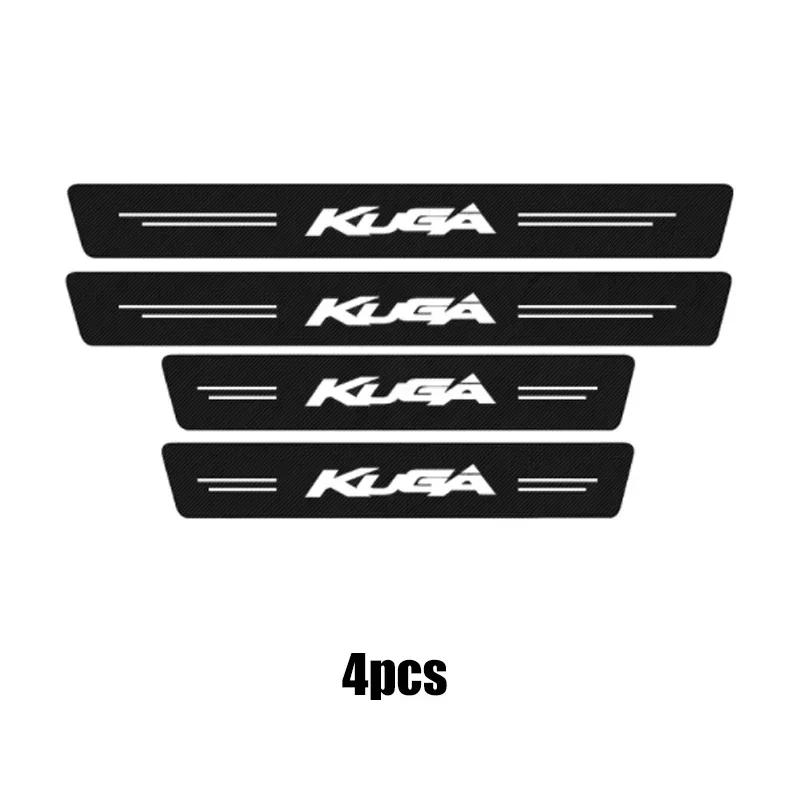AJV1 Car Trunk Bumper Sticker Door Sill Threshold Protector Pad For Ford KUGA Logo 2023 Carbon Fiber Door Pedal Anti-Scratch Cover