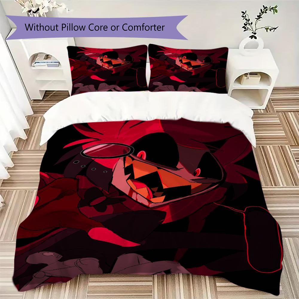 Hazbin Hotel Pattern Bedding uilt Set uilt Cover Pillowcase Home Decoration Birthday Gift (1 * duvet cover + 2 * pillowcase without core)32