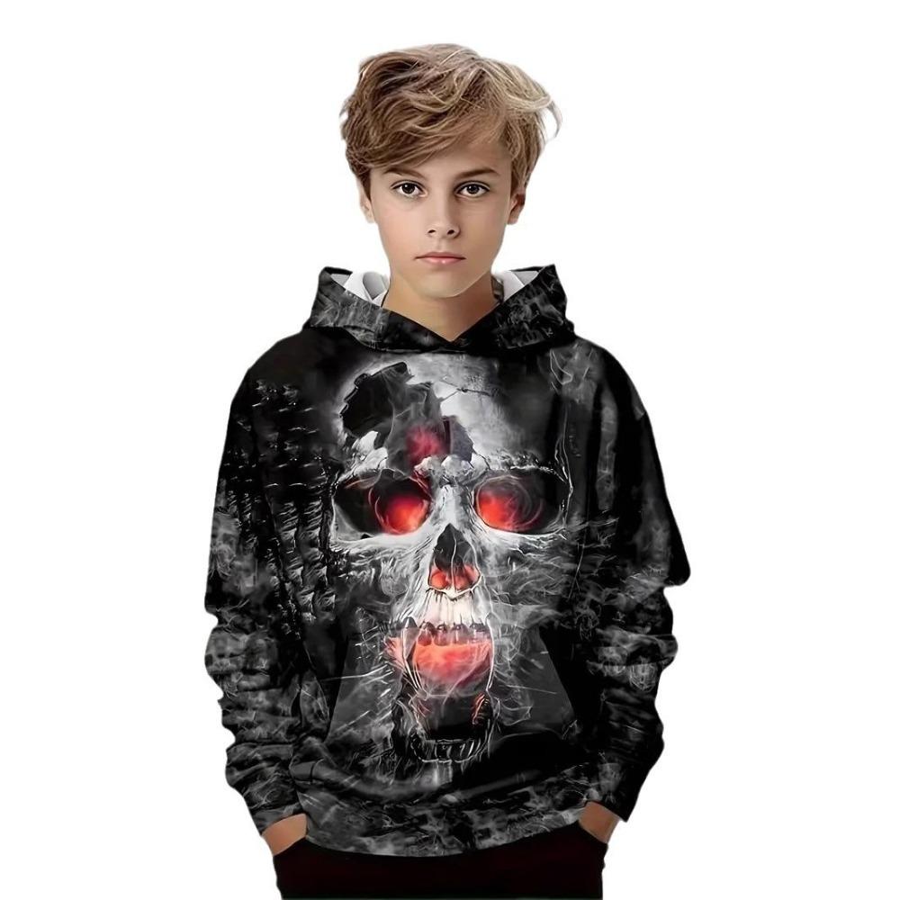 Children's Hip Hop Skeleton 3D Digital Printed Boys' Fashion Hoodie Sweatshirts