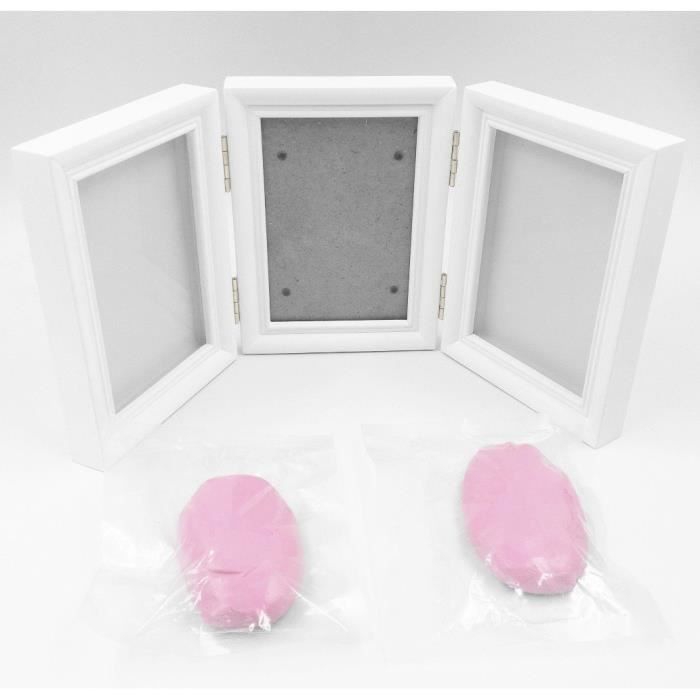 Рамка для отпечатка - JZK - Девочка - Розовая глина - Белое дерево - 1 фото