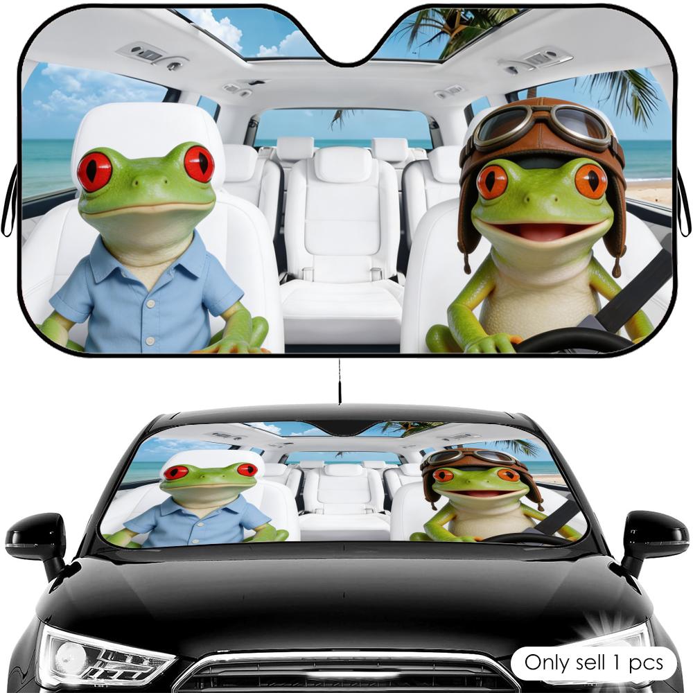 Frog Car Crew Sun Visor Reusable Aluminum Foil Car Windshield Sun Visor UV Protector Heat Insulation Cover Shade