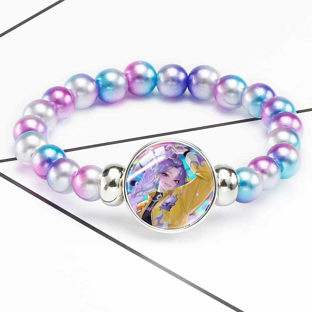 Браслет из бусин с плавным переходом цвета Rumi Zoey Mira Браслет с инкрустированным кристаллом Скрытая застежка Съемное эластичное украшение