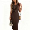 Wind women's clothing sexy and elegant hip skirt one-step skirt pleated slim-fitting sleeveless dress
