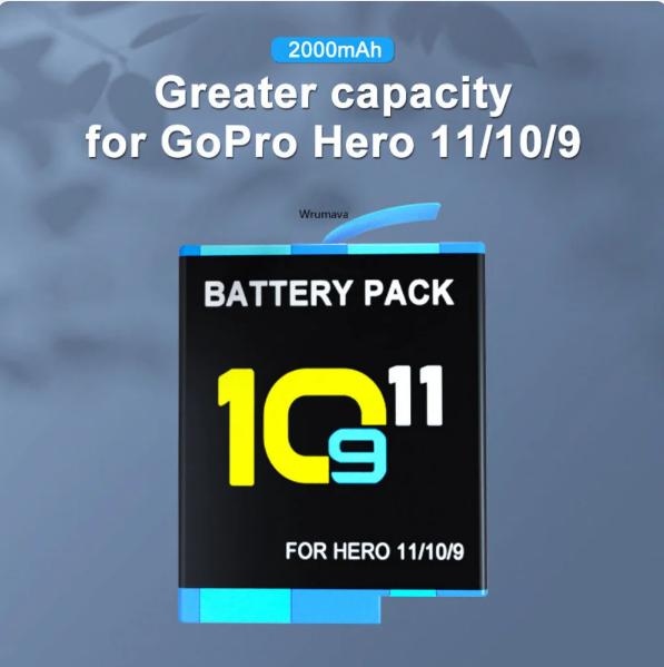 Универсальное зарядное устройство для GoPro Hero 1110 9, черное 3-канальное зарядное устройство с дисплеем, зарядный кабель для аксессуаров Go Pro Hero 11