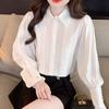 Fashion New 2024 Autumn Long Sleeve Turn Down Collar Office Lady White Blouse Shirt Women Tops Blouses Shirts J476