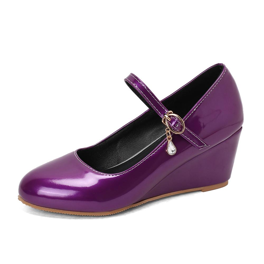 Мода 2025 Весна Босоножки на танкетке с ремешком на щиколотке и пряжкой Женская обувь Высота каблука Офис Вечеринка Свадебная обувь Повседневные женские туфли-лодочки Zapatos Mujer