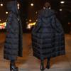 Autumn And Winter Lengthened Knee Thickened Women's Hooded Down Jacket