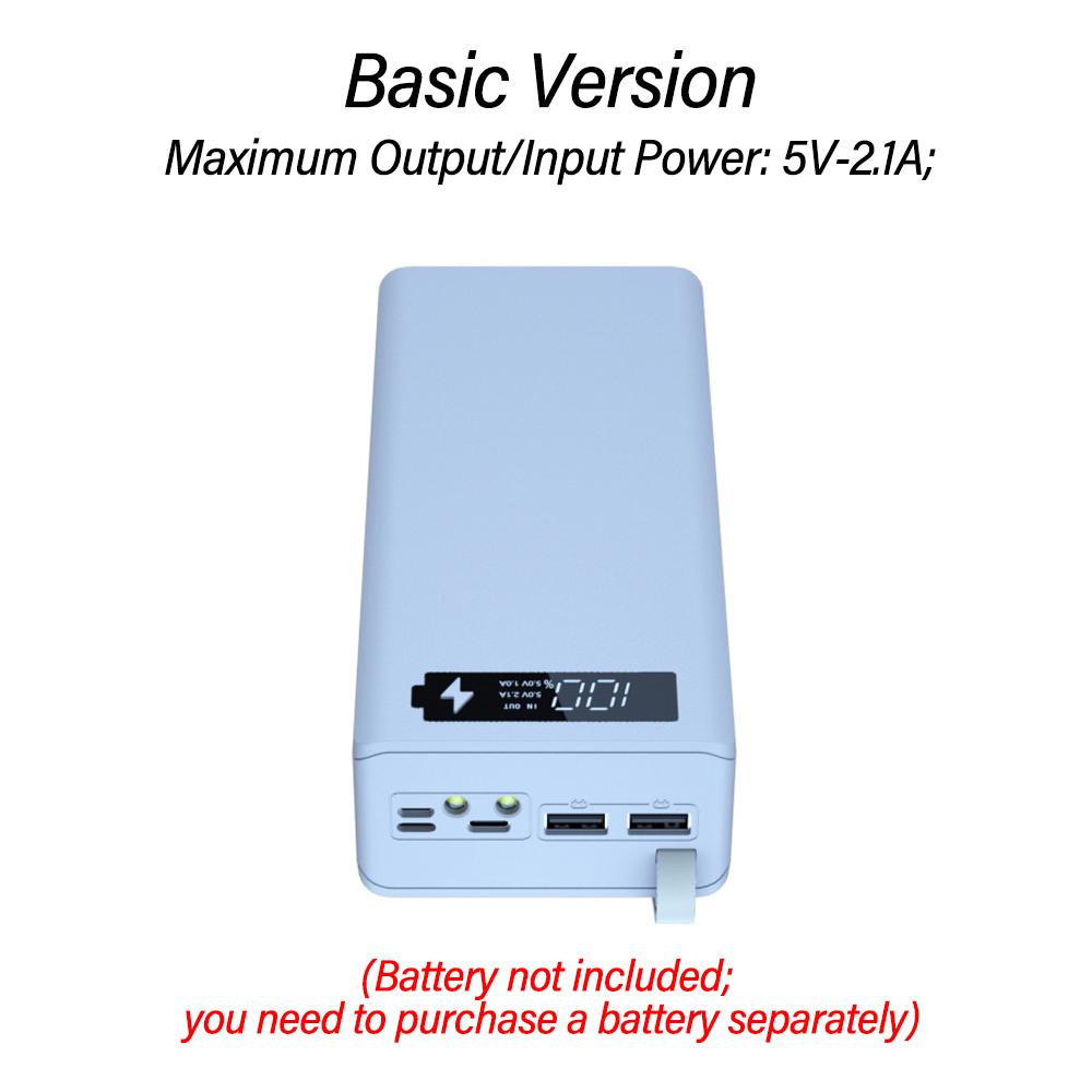 Detachable No‑Welding 16 Cells 18650 Power Bank Kit DIY Mobile Power Supply Shell Wireless Charging Module With LED Light