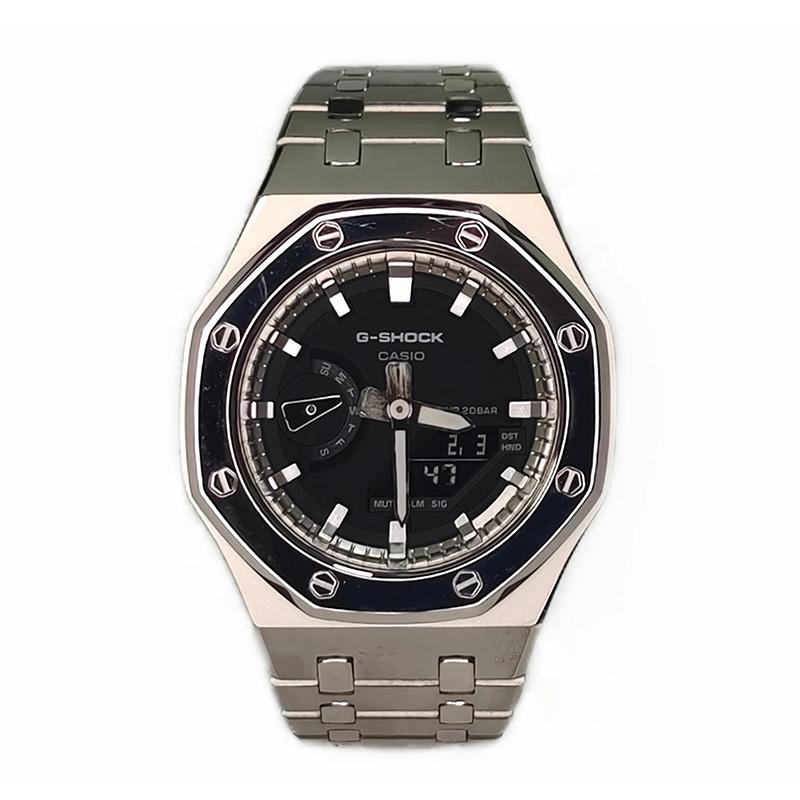 Casio Мужские часы с ЖК-дисплеем и аналоговым двойным дисплеем, серия Black, GA-2100SKE-7A(Watch3--)