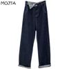 Spring Autumn Plus Size Women Jeans Pants High Waist Wide Leg Loose Denim Female Pockets Harem Pants Cropped Trousers