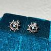 Sunflower Stud Earrings Women's Retro Light Luxury Zircon Hollow Earrings Temperament Screw Button Earrings