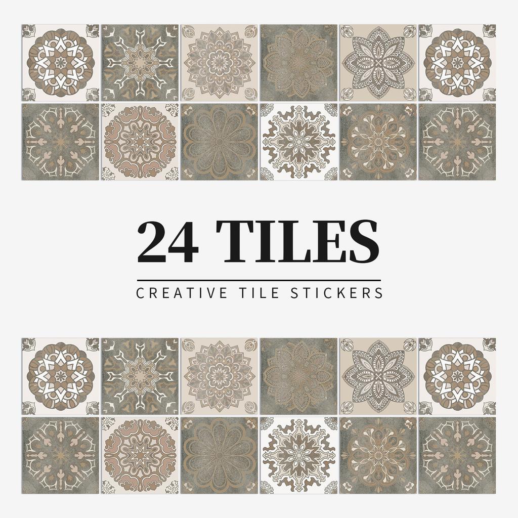 24 Pieces European Pattern Self-Adhesive Tile Sticker Waterproof And Oil-Proof Kitchen Bathroom Wall Decoration Matte Film Pvc Wall Sticker