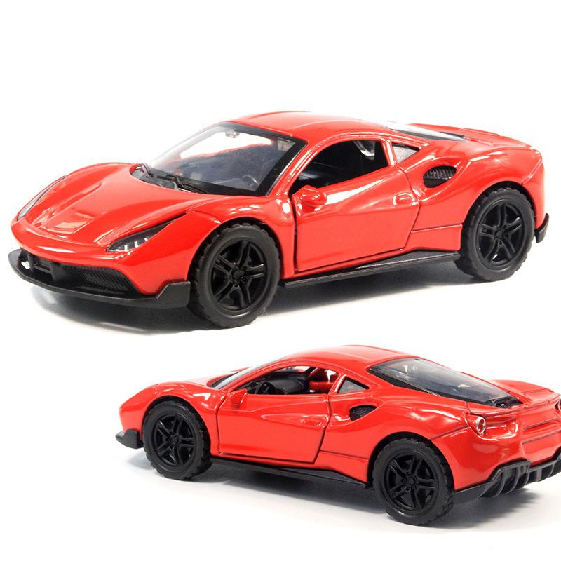 Bag 1:36 Alloy Sports Car Model with Sound and Light Pull Back Door Children's Toys Car Boy Women's Gifts Wholesale
