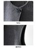 Women's 2025 Asymmetrical Gray Wool Vest - Round Neck, Button-Up, Sleeveless for Spring & Autumn Fashion