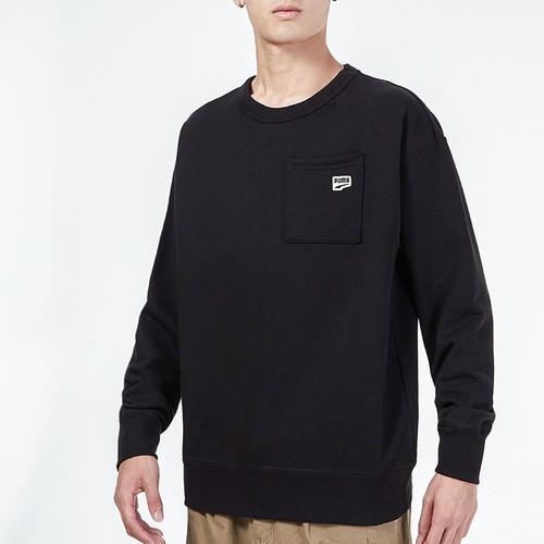 Puma Мужская спортивная толстовка с капюшоном и карманом с логотипом, черная