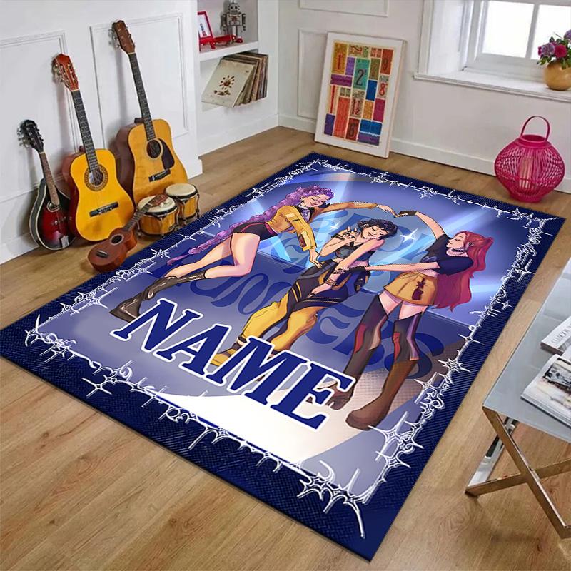 Custom KPop Demon Hunters Mat Personalized Name, Polyester Washable Indoor Entryway Rug, Gift for Christmas, Easter, Thanksgiving Day