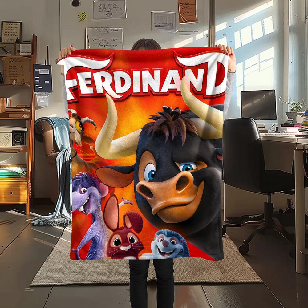 1PC Ferdinand Print Flannel Blanket, High quality All Seasons, Home Decor, Warmth and Comfort, Perfect for Christmas Gifts