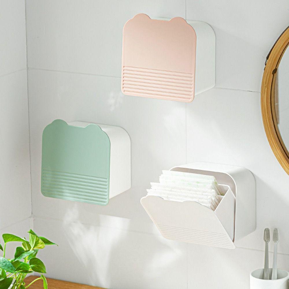 Flip-top Cosmetics Cotton Storage Box Plastic Wall Organizer Box Sanitary Pad Storage Box  Bathroom