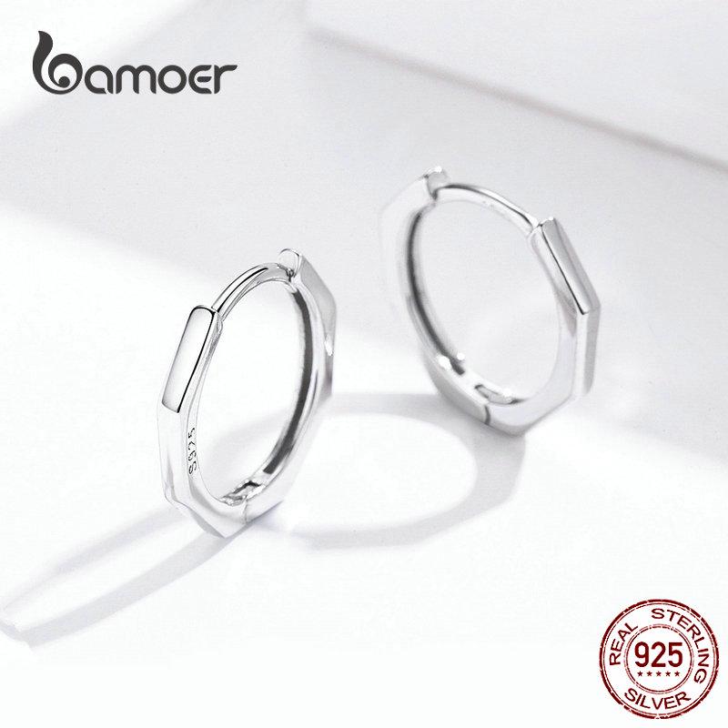Женские классические серьги-кольца из стерлингового серебра 925 пробы от бренда BAMOER