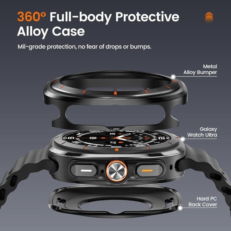 Metal Case+Tempered Glass Film for Samsung Galaxy Watch Ultra 2025 47mm Hard Protective Cover for Galaxy Watch Ultra Accessories