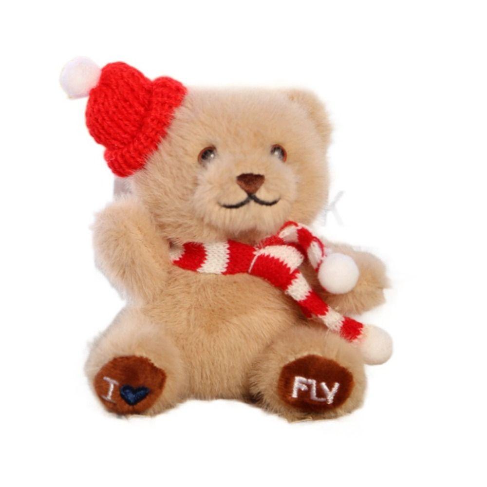 Scarf Christmas Bear Plush Doll Anti-lost Bag Decoration Christmas Hat Pendant  Kindergarten Gifts