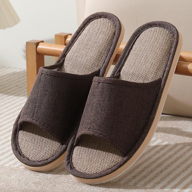 Women's and Men's Cotton Linen Anti-Slip Indoor Slippers for Spring and Autumn