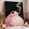 Набор для DIY-картины жемчугом в раме с узором «Розовая лягушка, курящая» 5D Блестящее искусство из бисера Холст Готов к демонстрации Уникальный декор для дома Идея подарка