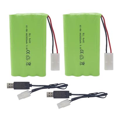 2 шт. 9,6 В 2800 мАч AA Штекер Tamiya и USB-кабель для зарядки для радиоуправляемых машин, грузовиков, танков, строительной техники и лодок