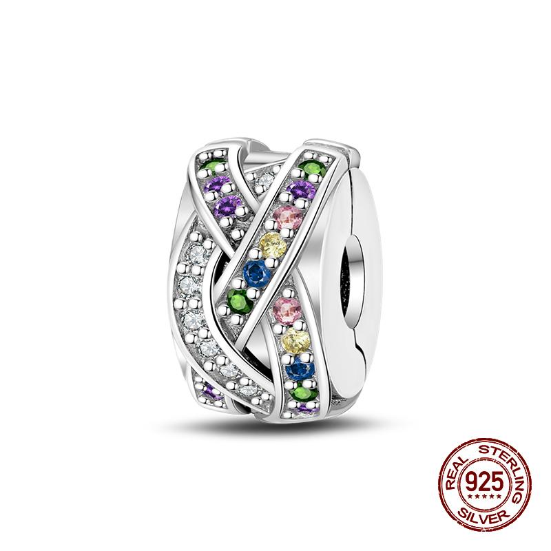 Fashion 100% 925 Sterling Silver Colorful Zircon Stars Moon Separator Charms Bead Fit Original Bracelet Fine DIY Jewelry