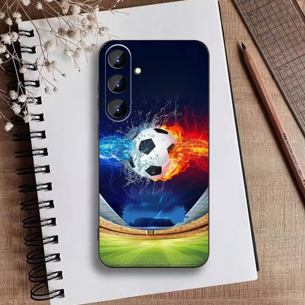 Чехол для телефона Огненный Футбольный Мяч Для Samsung Galaxy A73,A21s,A22,A31,A52,A53,A71,A41 Мягкий Черный Корпус
