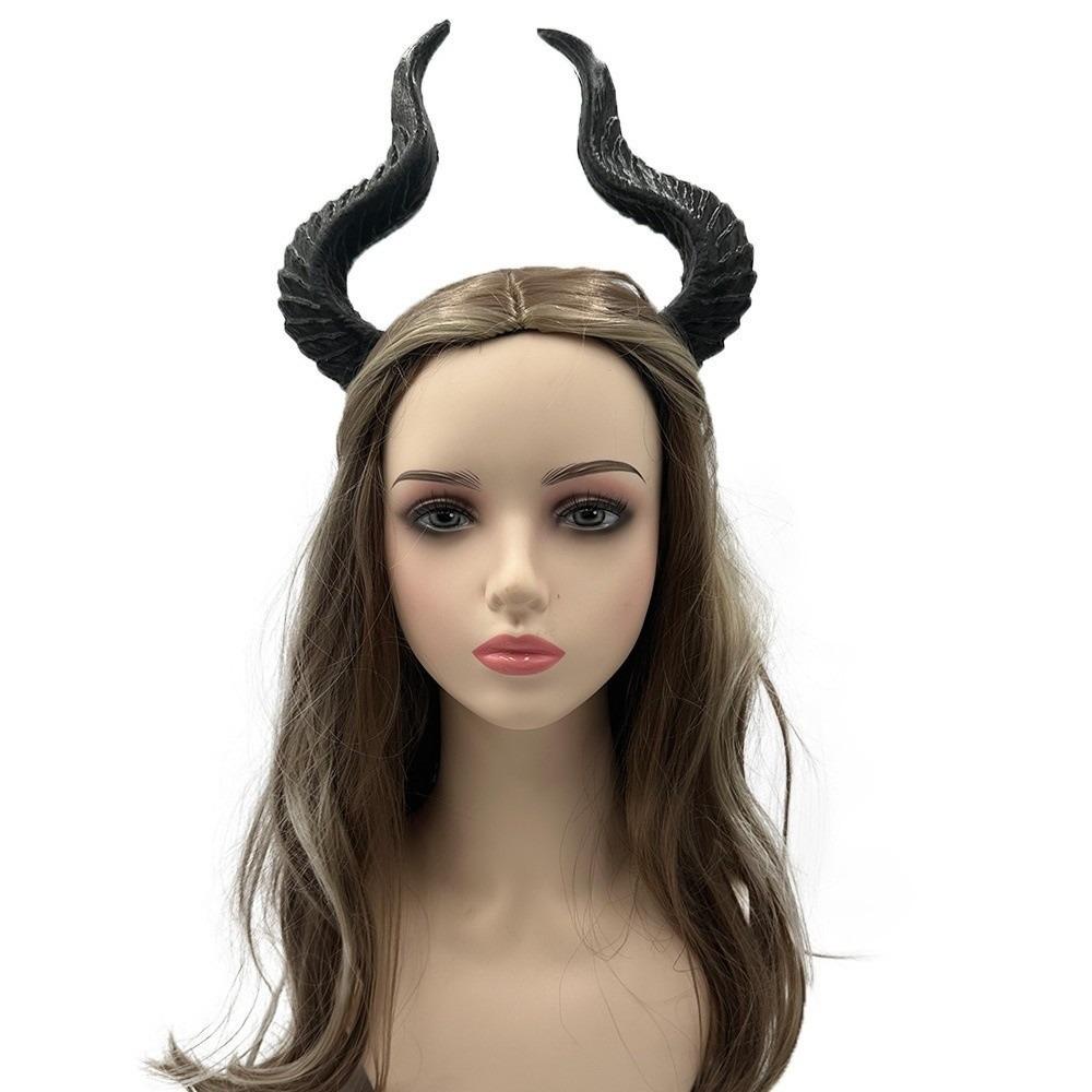 PU Halloween Horns Headband Ox Horn Halloween Hair Hoop Funny Cosplay Hairband  Men